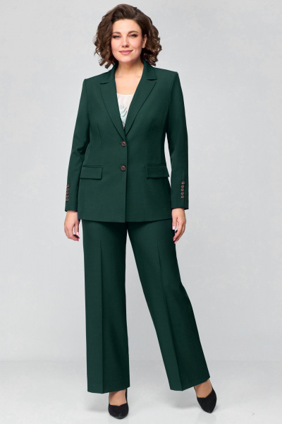 Костюм жилет и брюки из текстиля с резинкой по спинке Мишель стиль 1177 т_зеленый - фото 1