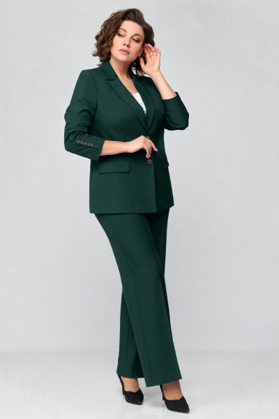 Костюм жилет и брюки из текстиля с резинкой по спинке Мишель стиль 1177 т_зеленый - фото 2