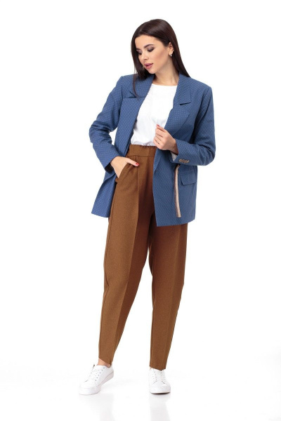 Брюки длинные с эластичным поясом и стрелками Anelli 895 темная_горчица - фото 14