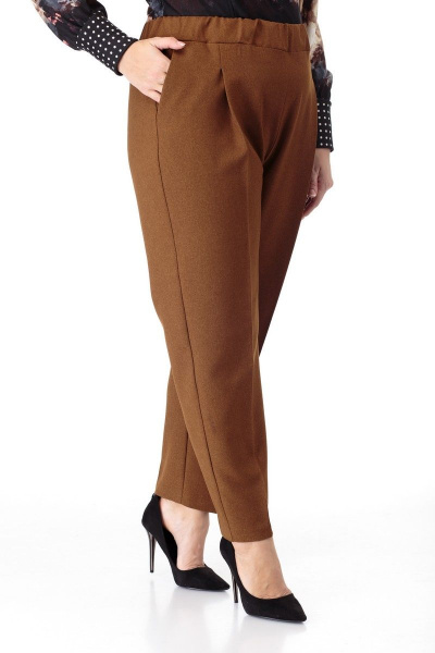 Брюки длинные с эластичным поясом и стрелками Anelli 895 темная_горчица - фото 13