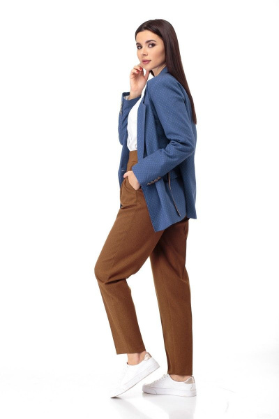 Брюки длинные с эластичным поясом и стрелками Anelli 895 темная_горчица - фото 12