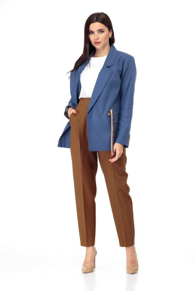 Брюки длинные с эластичным поясом и стрелками Anelli 895 темная_горчица - фото 11