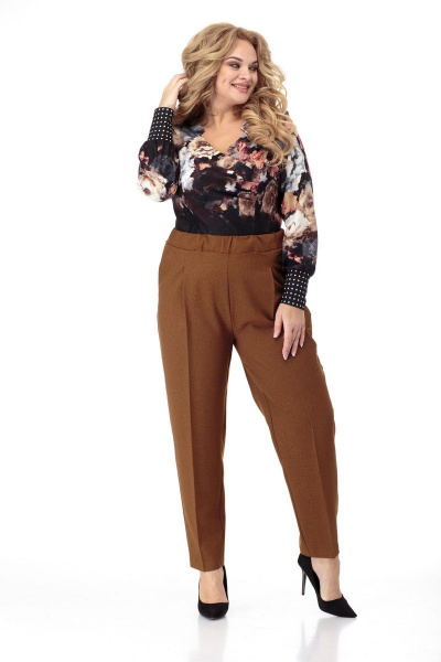 Брюки длинные с эластичным поясом и стрелками Anelli 895 темная_горчица - фото 6