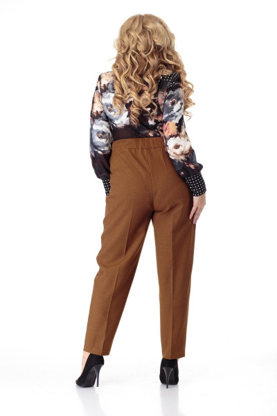 Брюки длинные с эластичным поясом и стрелками Anelli 895 темная_горчица - фото 5