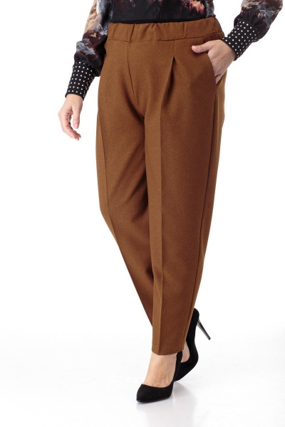 Брюки длинные с эластичным поясом и стрелками Anelli 895 темная_горчица - фото 2