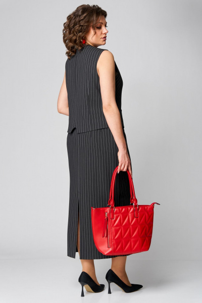 Макияжный комплект жилет и юбка с высоким разрезом Мишель стиль 1225 темно-серый - фото 2