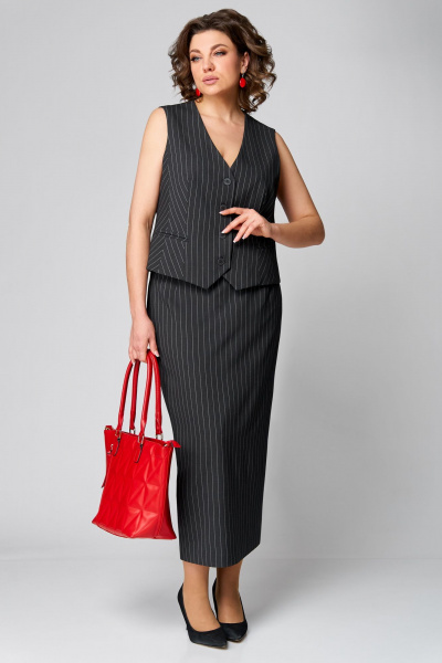 Макияжный комплект жилет и юбка с высоким разрезом Мишель стиль 1225 темно-серый - фото 3