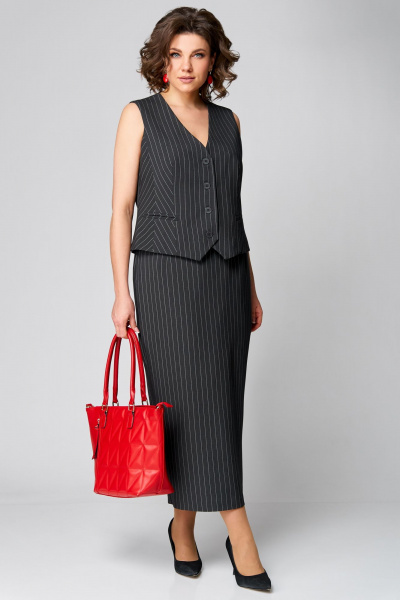 Макияжный комплект жилет и юбка с высоким разрезом Мишель стиль 1225 темно-серый - фото 1