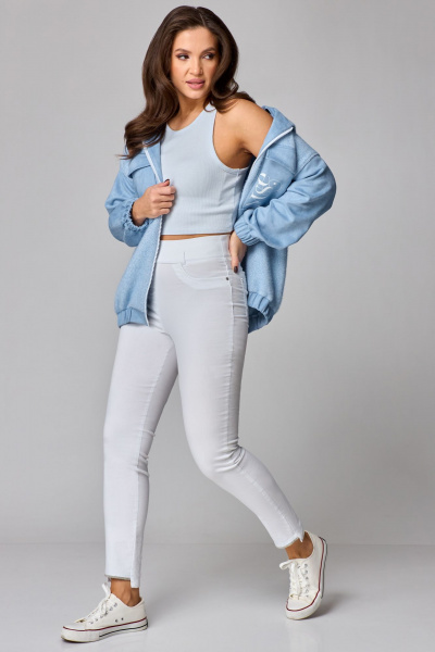 Жакет женский приталенный с капюшоном из трикотажа Мишель стиль 1245 голубой - фото 11