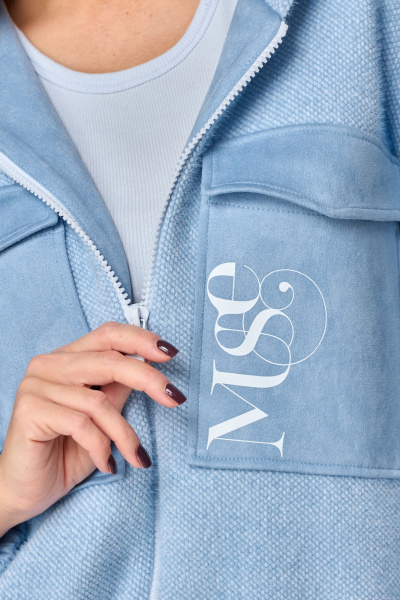 Жакет женский приталенный с капюшоном из трикотажа Мишель стиль 1245 голубой - фото 6