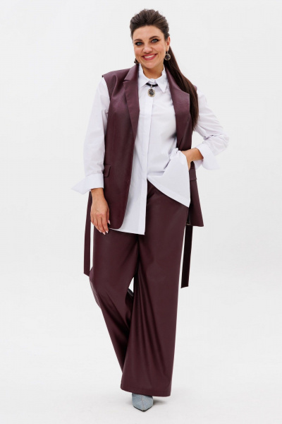 Элегантный костюм тройка из вискозы и текстиля Anelli 1502.1 портвейн_роял - фото 8