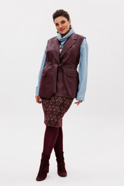 Элегантный костюм тройка из вискозы и текстиля Anelli 1502.1 портвейн_роял - фото 10