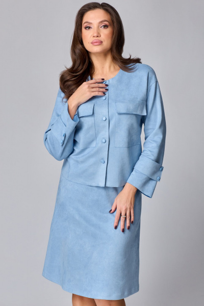 Жакет, юбка Мишель стиль 1247 голубой - фото 8