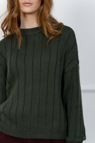 Джемпер из шерсти с хлопком для каждодневных образов Romgil РВ0095-ШЕ5 оливковый - фото 6