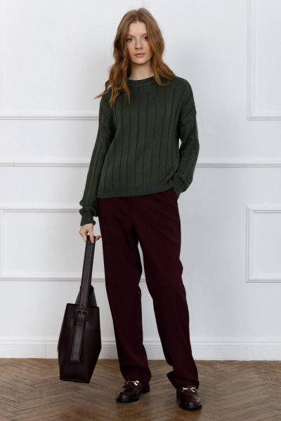Джемпер из шерсти с хлопком для каждодневных образов Romgil РВ0095-ШЕ5 оливковый - фото 4