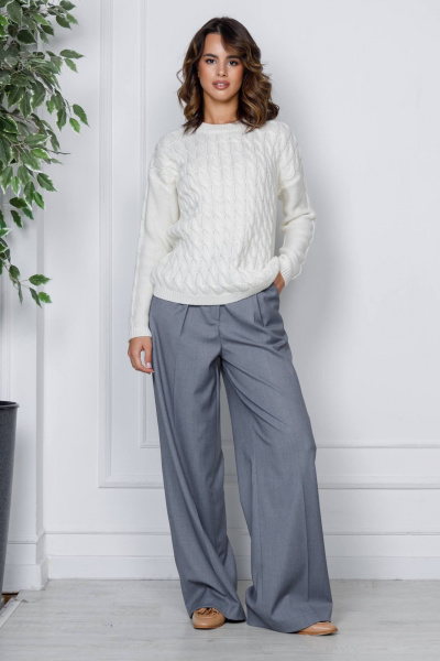 Джемпер вязаный на каждый день, белый, демисезонный Romgil РВ0186-ШЕ5 белый - фото 5