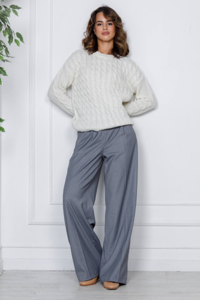 Джемпер вязаный на каждый день, белый, демисезонный Romgil РВ0186-ШЕ5 белый - фото 4