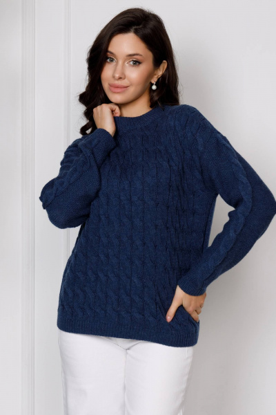 Джемпер вязаный в стиле casual, синий, демисезонный Romgil РВ0186-ШЕ5 индиго - фото 9