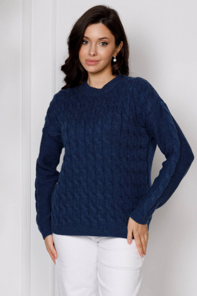 Джемпер вязаный в стиле casual, синий, демисезонный Romgil РВ0186-ШЕ5 индиго - фото 8