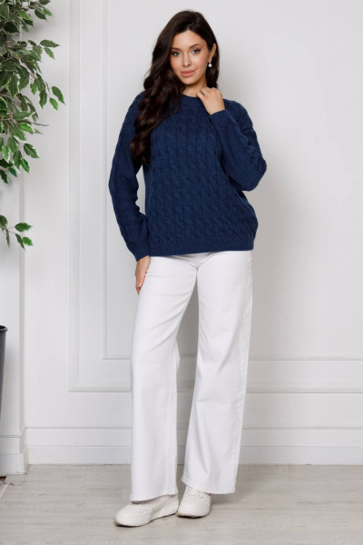 Джемпер вязаный в стиле casual, синий, демисезонный Romgil РВ0186-ШЕ5 индиго - фото 7