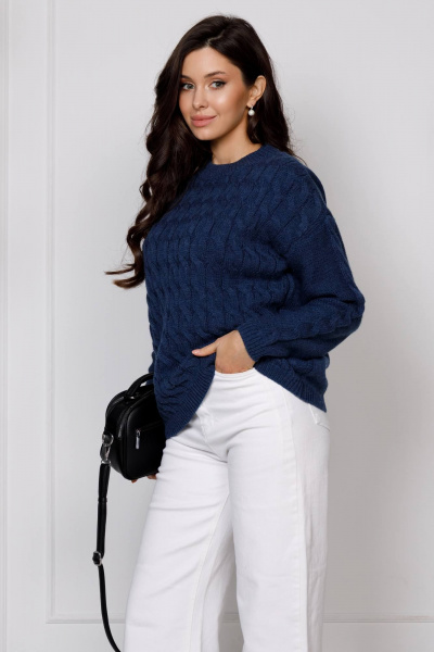 Джемпер вязаный в стиле casual, синий, демисезонный Romgil РВ0186-ШЕ5 индиго - фото 6