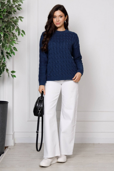 Джемпер вязаный в стиле casual, синий, демисезонный Romgil РВ0186-ШЕ5 индиго - фото 4