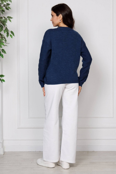 Джемпер вязаный в стиле casual, синий, демисезонный Romgil РВ0186-ШЕ5 индиго - фото 2