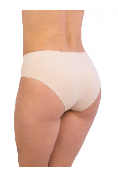Хлопковые трусы со средней посадкой и кружевной отделкой Frank&Co 20317 бежевый - фото 2