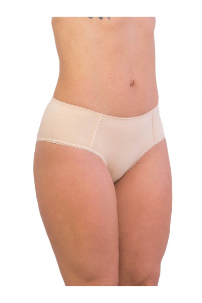 Хлопковые трусы со средней посадкой и кружевной отделкой Frank&Co 20317 бежевый - фото 1