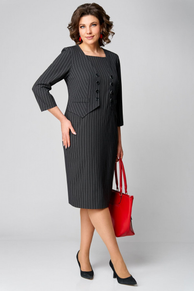 Полуприлегащее демисезонное платье из текстиля Мишель стиль 1260 темно-серый - фото 6