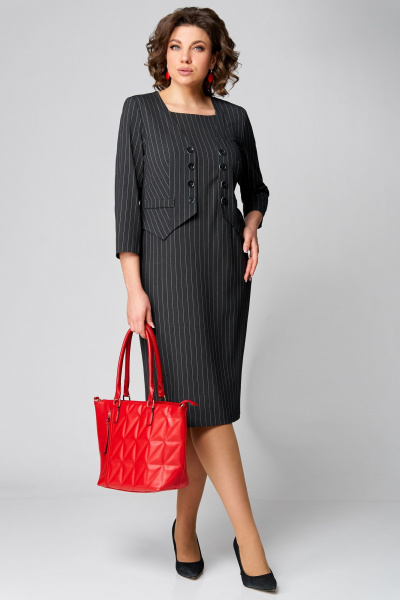 Полуприлегащее демисезонное платье из текстиля Мишель стиль 1260 темно-серый - фото 5