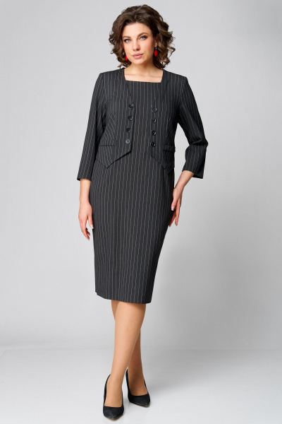 Полуприлегащее демисезонное платье из текстиля Мишель стиль 1260 темно-серый - фото 4