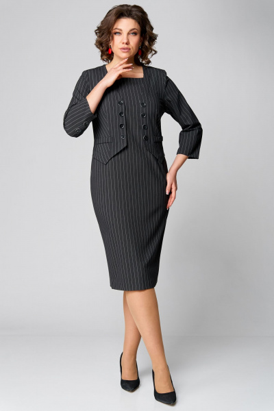 Полуприлегащее демисезонное платье из текстиля Мишель стиль 1260 темно-серый - фото 3