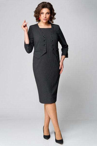 Полуприлегащее демисезонное платье из текстиля Мишель стиль 1260 темно-серый - фото 1