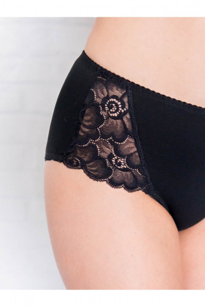 Высокие хлопковые трусы больших размеров с кружевом Frank&Co 20225 черный - фото 7