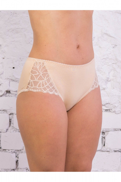 Высокие хлопковые трусы больших размеров Frank&Co 20325 бежевый - фото 1