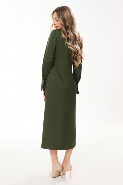 Зеленое платье с круглым вырезом и длинным рукавом Golden Valley 4992-1 зеленый - фото 2