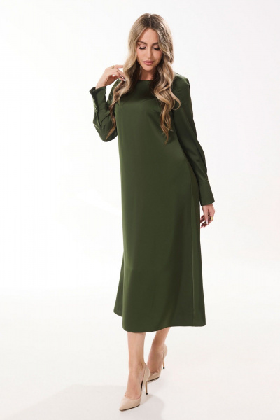 Зеленое платье с круглым вырезом и длинным рукавом Golden Valley 4992-1 зеленый - фото 1