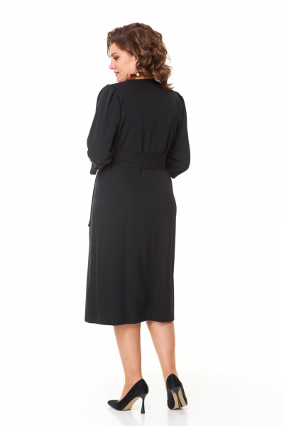 Черное платье с пелериной и бантовым поясом Надин-Н 2163_1 - фото 2