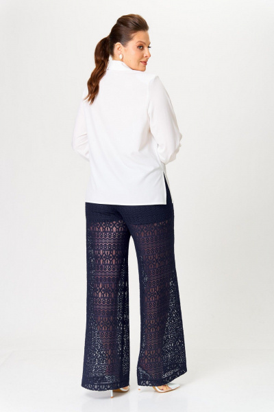 Стильная белая блуза с рукавами на резинке и воротником Nadin 1982 - фото 4