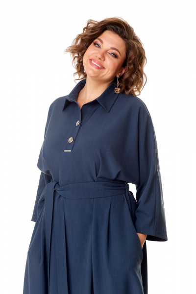 Длинное платье с мягкими складками и рубашечным воротником Надин-Н 2157 - фото 4