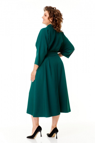 Зеленое платье с мягкими складками и рукавом Надин-Н 2157_1 - фото 2