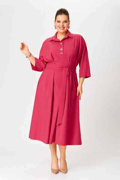 Платье на каждый день, мягкие складки, рукав 62 см, розовое Надин-Н 2157_3 - фото 1