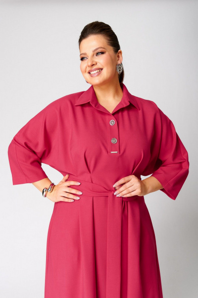 Платье на каждый день, мягкие складки, рукав 62 см, розовое Надин-Н 2157_3 - фото 3