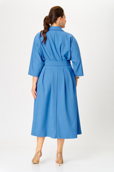 Платье на каждый день, мягкие складки, рукав 62 см, голубое Надин-Н 2157_4 - фото 3