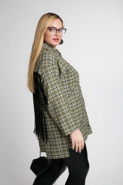 Рубашка свободного кроя из текстиля и шерсти, демисезон Avenue 0333 - фото 7