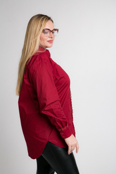 Оверсайз рубашка с кружевом и разрезами, демисезон Avenue 0332 - фото 2
