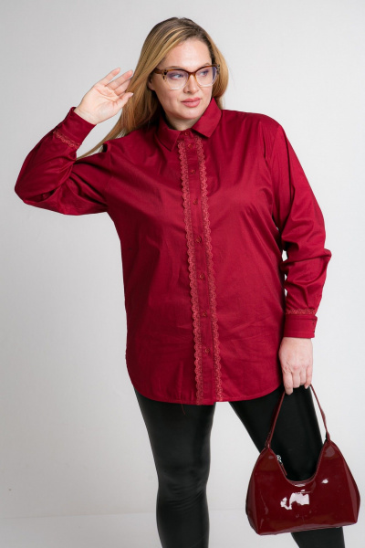 Оверсайз рубашка с кружевом и разрезами, демисезон Avenue 0332 - фото 1