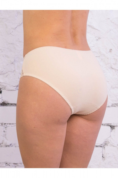 Трусы средней посадки с кружевным декором из хлопка Frank&Co 20338 бежевый - фото 5