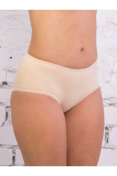 Трусы больших размеров с завышенной посадкой из хлопка Frank&Co 20340 бежевый - фото 1